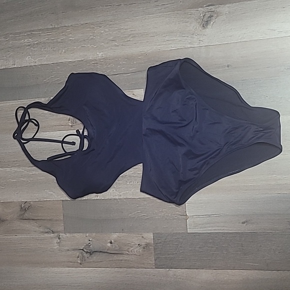 Aerie Mallot De Bain One Piece Swimsuit Navy Blue Size Large - Picture 3 of 5